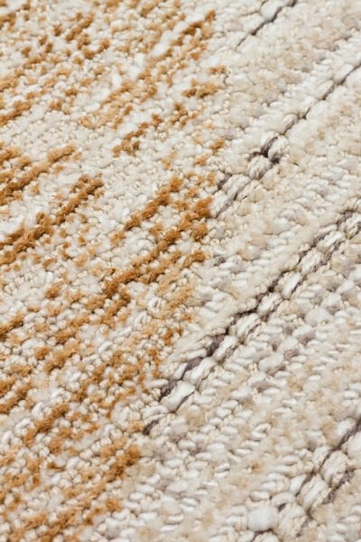Sahara SHA 02 Cream Gold Naturel ve Yumuşak Tuşeli Modern ve Şık Desenlere Sahip Hav Vermeyen Makine Halısı Soft Salon Oturma Odası Halısı Eko Halı