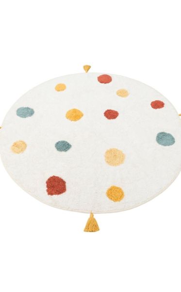Eko Halı Cotton Bonn Multy XW CBN 06 Kaymaz Taban Yıkanabilir Natural Pamuk Yuvarlak Bebek Çocuk Odası Halısı