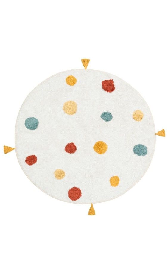 Eko Halı Cotton Bonn Multy XW CBN 06 Kaymaz Taban Yıkanabilir Natural Pamuk Yuvarlak Bebek Çocuk Odası Halısı