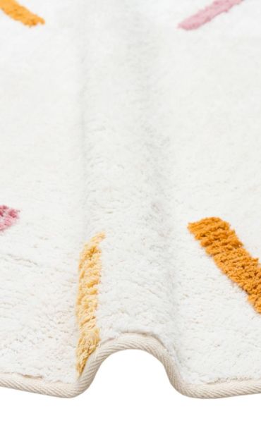 Eko Halı Cotton Bonn Multy XW CBN 03 Kaymaz Taban Yıkanabilir Natural Pamuk Yuvarlak Bebek Çocuk Odası Halısı