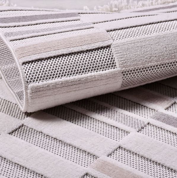 Crea Halı Rey 1858AK Beyaz Gri Yumuşak Dokulu Modern Halı My Crea Home