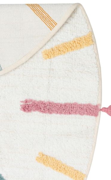 Eko Halı Cotton Bonn Multy XW CBN 03 Kaymaz Taban Yıkanabilir Natural Pamuk Yuvarlak Bebek Çocuk Odası Halısı