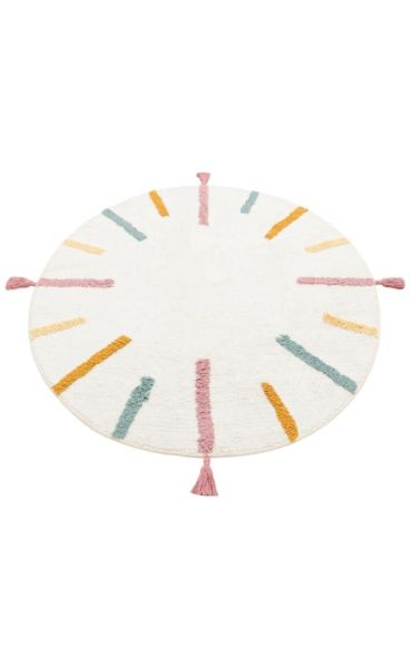 Eko Halı Cotton Bonn Multy XW CBN 03 Kaymaz Taban Yıkanabilir Natural Pamuk Yuvarlak Bebek Çocuk Odası Halısı