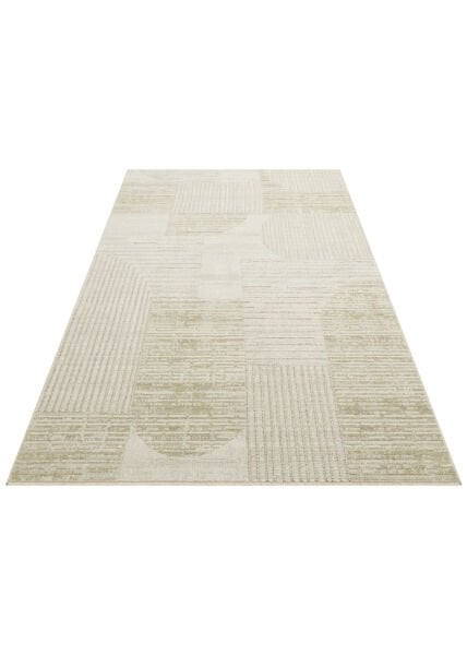 Sahara SHA 02 Cream Green Naturel ve Yumuşak Tuşeli Modern ve Şık Desenlere Sahip Hav Vermeyen Makine Halısı Soft Salon Oturma Odası Halısı Eko Halı