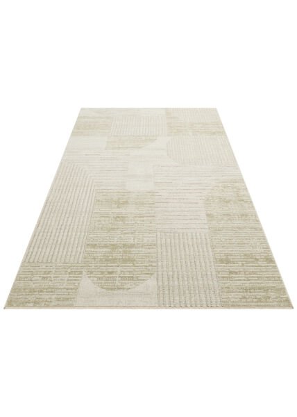 Sahara SHA 02 Cream Green Naturel ve Yumuşak Tuşeli Modern ve Şık Desenlere Sahip Hav Vermeyen Makine Halısı Soft Salon Oturma Odası Halısı Eko Halı