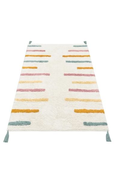 Eko Halı Cotton Bonn Multy XW CBN 03 Kaymaz Taban Yıkanabilir Natural Pamuk Bebek Çocuk Odası Halısı