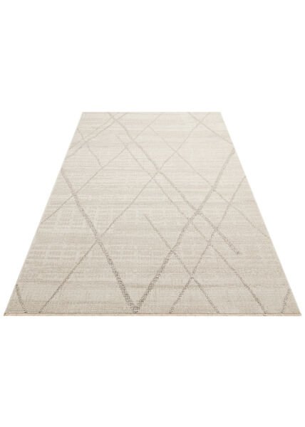 Sahara SHA 03 Cream Grey Naturel ve Yumuşak Tuşeli Modern ve Şık Desenlere Sahip Hav Vermeyen Makine Halısı Soft Salon Oturma Odası Halısı Eko Halı