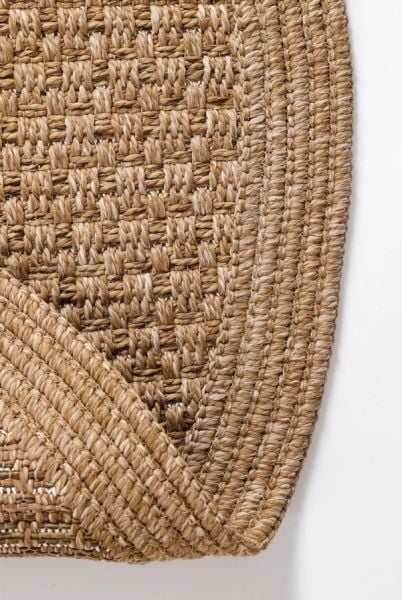 Boho 03 Naturel Yuvarlak Jüt Halı Yolluk Jüt Taban Jüt Kilim Hasır Halı Otantik Bohem Halı