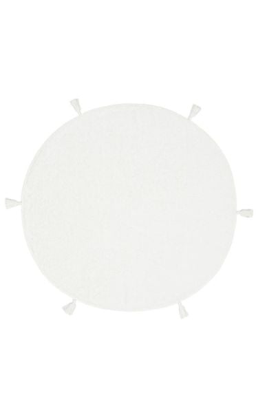Eko Halı Cotton Bonn Beyaz Kaymaz Taban Yıkanabilir Natural Pamuk Yuvarlak Bebek Çocuk Odası Halısı