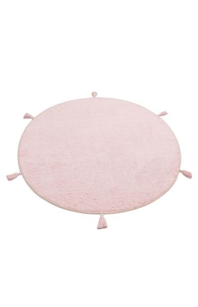 Eko Halı Cotton Bonn Pudra Pembe Kaymaz Taban Yıkanabilir Natural Pamuk Yuvarlak Bebek Çocuk Odası Halısı