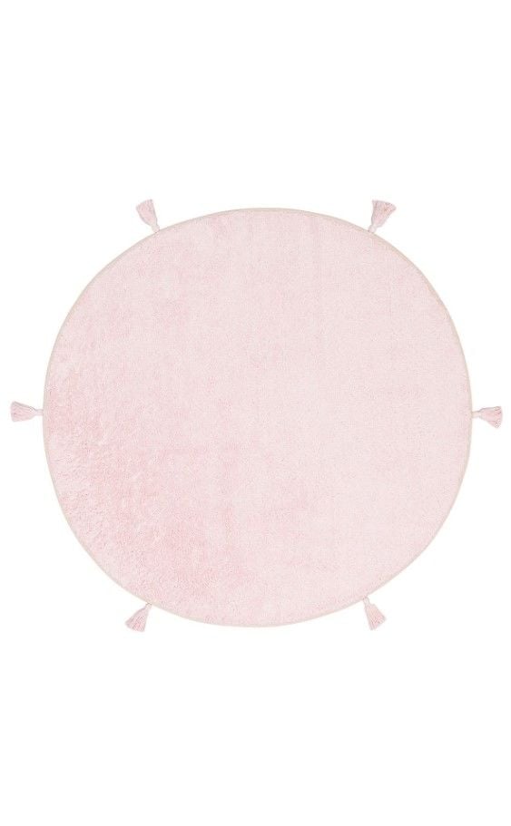 Eko Halı Cotton Bonn Pudra Pembe Kaymaz Taban Yıkanabilir Natural Pamuk Yuvarlak Bebek Çocuk Odası Halısı