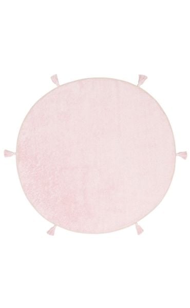 Eko Halı Cotton Bonn Pudra Pembe Kaymaz Taban Yıkanabilir Natural Pamuk Yuvarlak Bebek Çocuk Odası Halısı