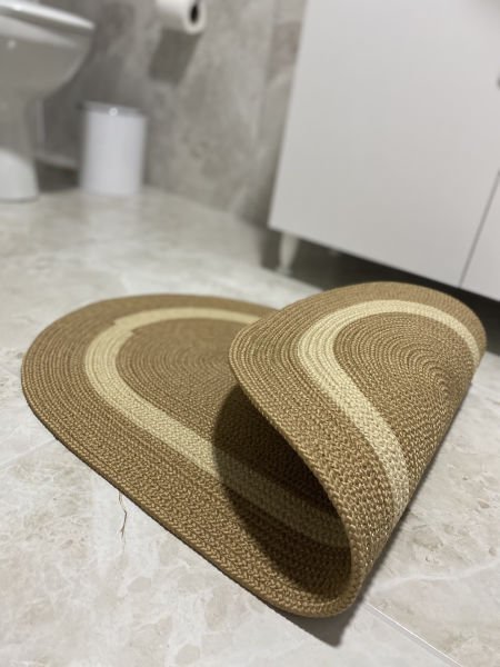 Halımax Milda Jüt Tekli Banyo Paspası Çift Taraflı Kaymaz Yıkanabilir Banyo Paspas Takımı