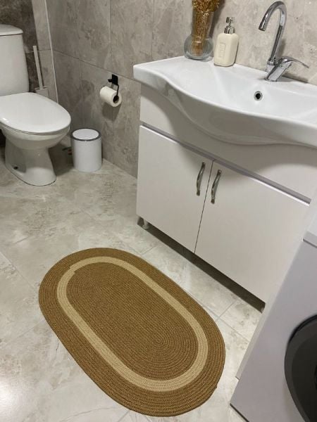 Halımax Milda Jüt Tekli Banyo Paspası Çift Taraflı Kaymaz Yıkanabilir Banyo Paspas Takımı