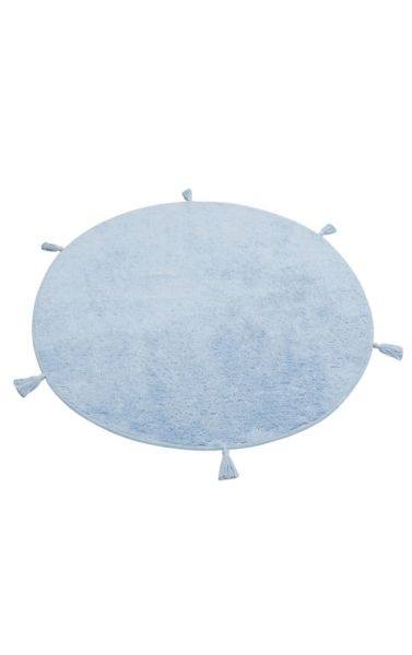 Eko Halı Cotton Bonn Mavi Kaymaz Taban Yıkanabilir Natural Pamuk Yuvarlak Bebek Çocuk Odası Halısı