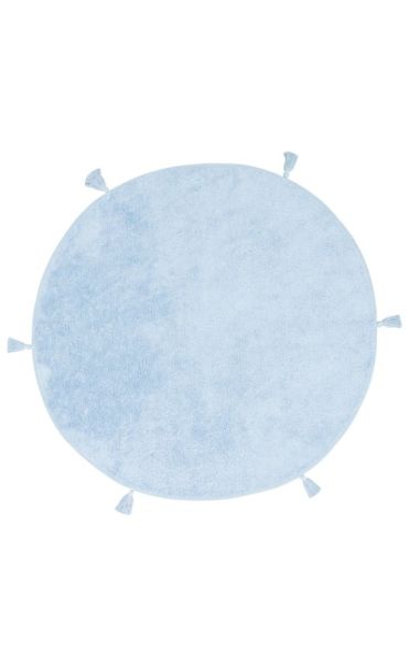 Eko Halı Cotton Bonn Mavi Kaymaz Taban Yıkanabilir Natural Pamuk Yuvarlak Bebek Çocuk Odası Halısı