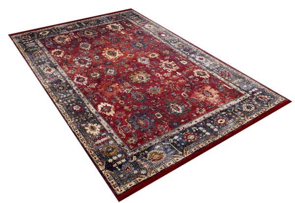 Halımax Dara 167 Yıkanabilir Kaymaz Dokuma Tabanlı Kırmızı Çerçeveli Otantik Modern Halı 160x230