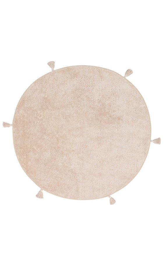 Eko Halı Cotton Bonn Bej Kaymaz Taban Yıkanabilir Natural Pamuk Yuvarlak Bebek Çocuk Odası Halısı