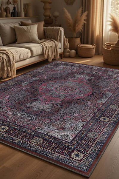 Drom Pamuk Dokuma Taban Kaymaz Şönil Makinede Yıkanabilir Kilim Salon Yatak Odası Mutfak Koridor Yolluk Kilim Klasik Desenli Salon Halısı
