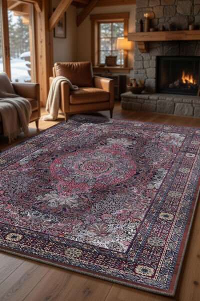 Drom Pamuk Dokuma Taban Kaymaz Şönil Makinede Yıkanabilir Kilim Salon Yatak Odası Mutfak Koridor Yolluk Kilim Klasik Desenli Salon Halısı