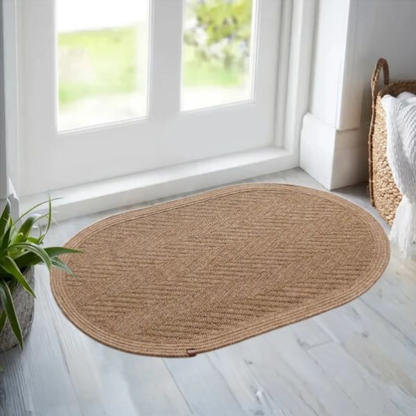 Boho 02 Naturel Oval Jüt Halı Yolluk Jüt Taban Jüt Kilim Hasır Halı Otantik Bohem Halı
