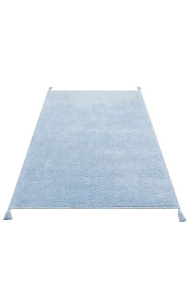Eko Halı Cotton Bonn CBN Plain Blue Mavi Kaymaz Taban Yıkanabilir Natural Pamuk Bebek Çocuk Odası Halısı