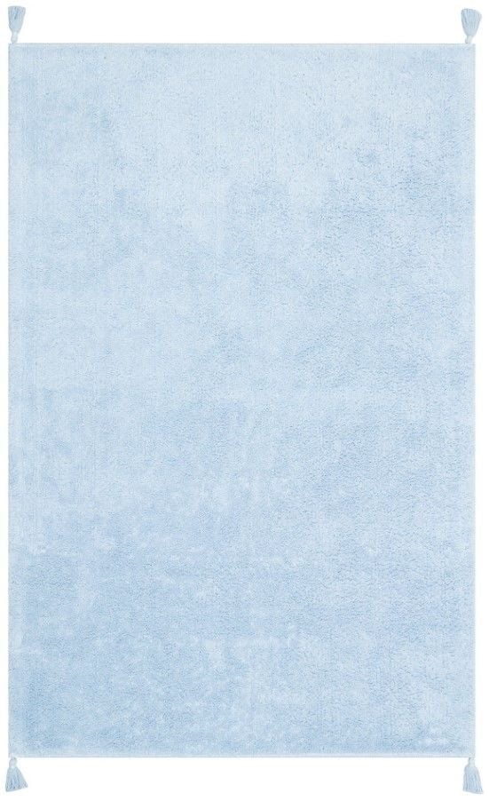 Eko Halı Cotton Bonn CBN Plain Blue Mavi Kaymaz Taban Yıkanabilir Natural Pamuk Bebek Çocuk Odası Halısı