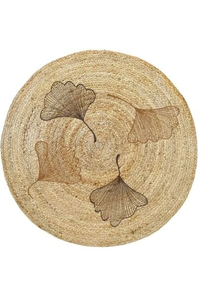 Halımax Jüt Jade Çift Taraflı Yıkanabilir Jüt Kilim Floral Çiçek Desenli Bohem Dijital Baskı Jüt Halı