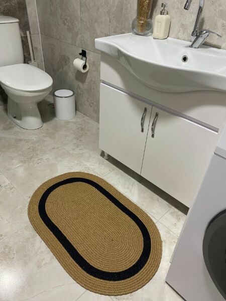 Halımax Milda Jüt Tekli Banyo Paspası Çift Taraflı Kaymaz Yıkanabilir Banyo Paspas Takımı