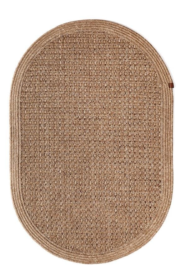 Boho 05 Naturel Oval Jüt Halı Yolluk Jüt Taban Jüt Kilim Hasır Halı Otantik Bohem Halı