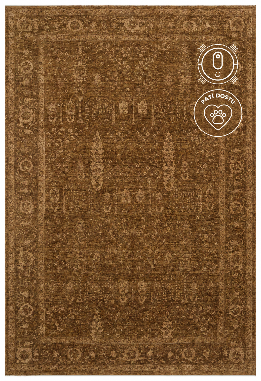 Eko Halı Shiraz SHR 03 Beige Vintage Eskitme Klasik Desenli Yumuşak Dokuma Salon Oturma Odası Halısı