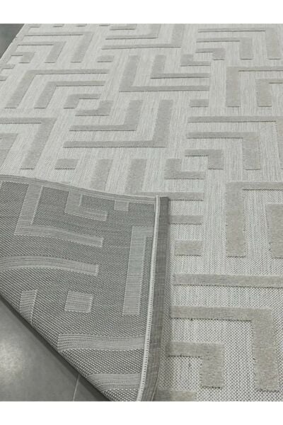Dinarsu Grace 54100 261 Krem Modern Geometrik Desenli Salon Mutfak Koridor Oturma Odası Halısı