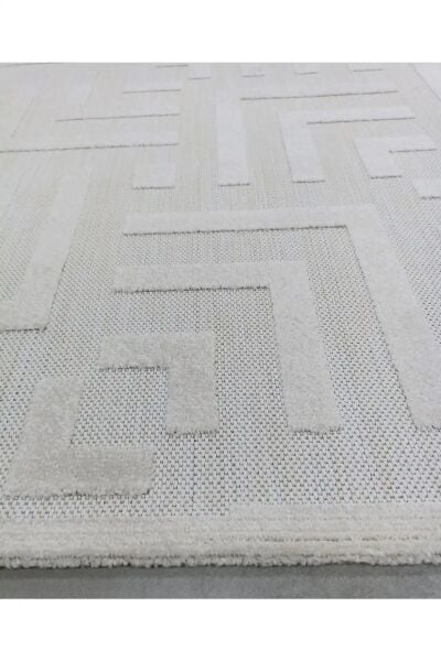 Dinarsu Grace 54100 261 Krem Modern Geometrik Desenli Salon Mutfak Koridor Oturma Odası Halısı