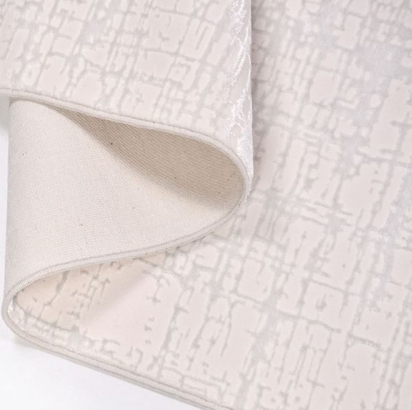 Crea Halı SAFİR - 17309K Modern Dokuma Klasik Desenli Salon Halısı Beyaz Işıltılı Yolluk My Crea Home My Crea Home