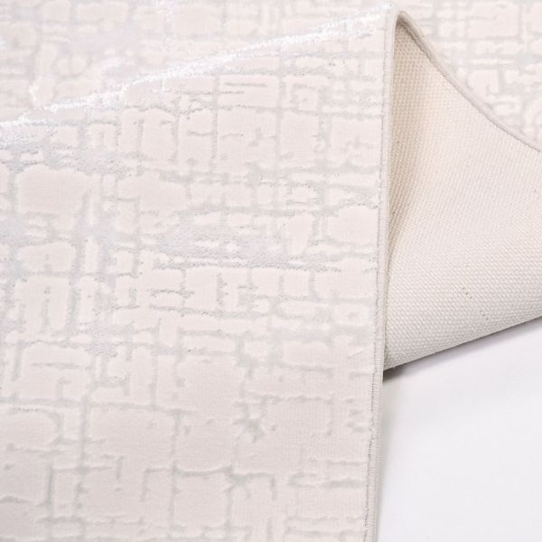 Crea Halı SAFİR - 17309K Modern Dokuma Klasik Desenli Salon Halısı Beyaz Işıltılı Yolluk My Crea Home My Crea Home