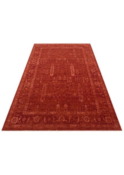 Eko Halı Shiraz SHR 03 Red Vintage Eskitme Klasik Desenli Yumuşak Dokuma Salon Oturma Odası Halısı