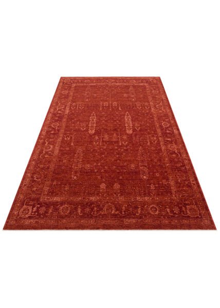 Eko Halı Shiraz SHR 03 Red Vintage Eskitme Klasik Desenli Yumuşak Dokuma Salon Oturma Odası Halısı