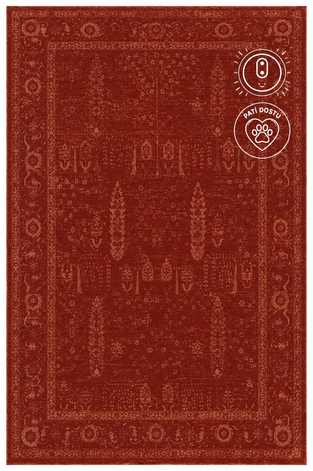 Eko Halı Shiraz SHR 03 Red Vintage Eskitme Klasik Desenli Yumuşak Dokuma Salon Oturma Odası Halısı