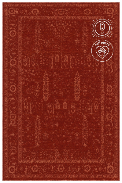Eko Halı Shiraz SHR 03 Red Vintage Eskitme Klasik Desenli Yumuşak Dokuma Salon Oturma Odası Halısı