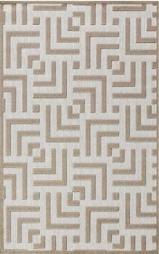 Dinarsu Grace 54100 270 Krem Vizon Modern Geometrik Desenli Salon Mutfak Koridor Oturma Odası Halısı