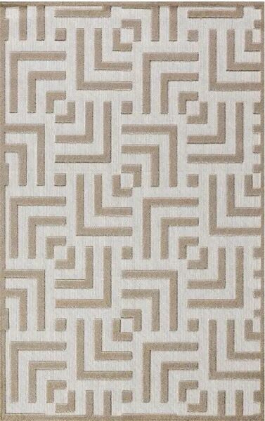 Dinarsu Grace 54100 270 Krem Vizon Modern Geometrik Desenli Salon Mutfak Koridor Oturma Odası Halısı