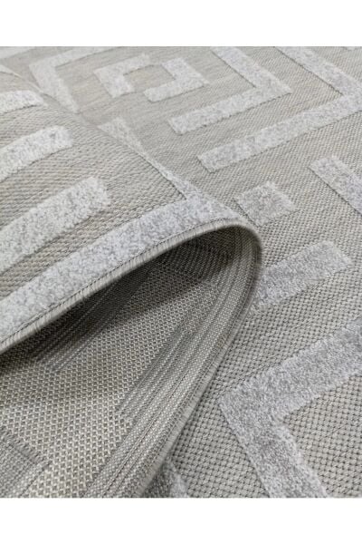 Dinarsu Grace 54100 295 Gri Modern Geometrik Desenli Salon Mutfak Koridor Oturma Odası Halısı