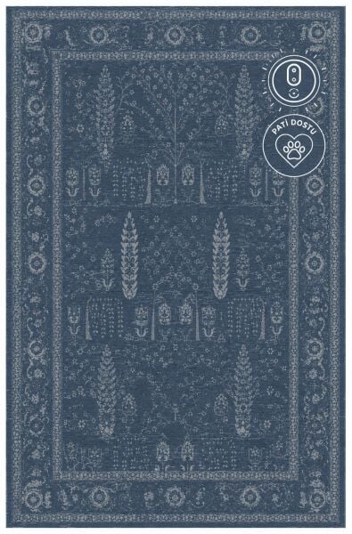 Eko Halı Shiraz SHR 03 Navy Vintage Eskitme Klasik Desenli Yumuşak Dokuma Salon Oturma Odası Halısı