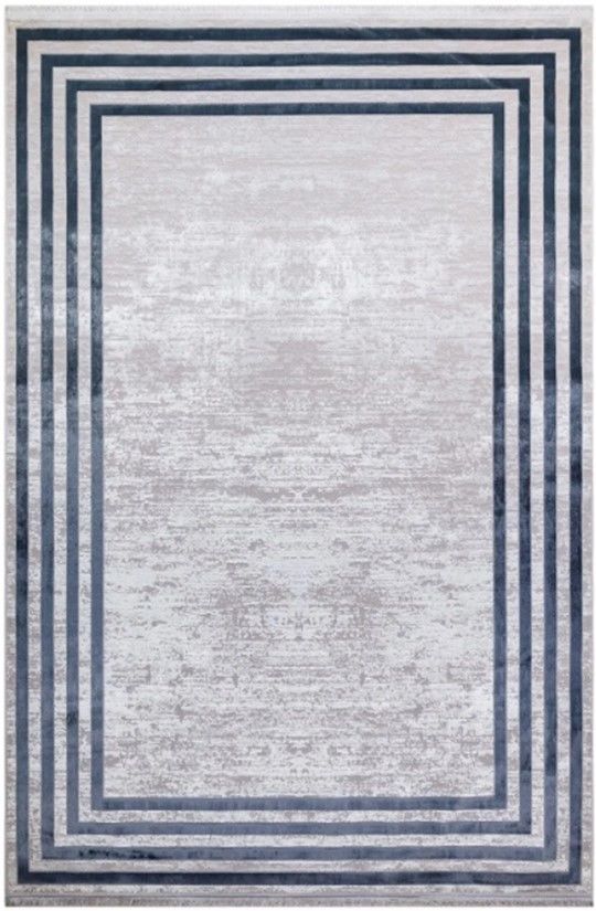 Türkmen Halı Poem Pm04 Bambu Saten Mavi Çerçeveli Modern Halı