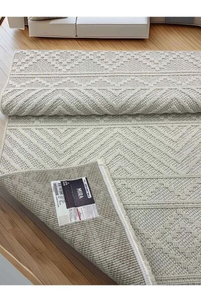 Dinarsu Mira 69675 061 Krem Modern Geometrik Desenli Salon Mutfak Koridor Oturma Odası Halısı