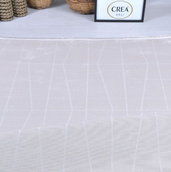 Crea Halı SAFİR - 17418K Modern Dokuma Klasik Desenli Salon Halısı Krem Yolluk My Crea Home