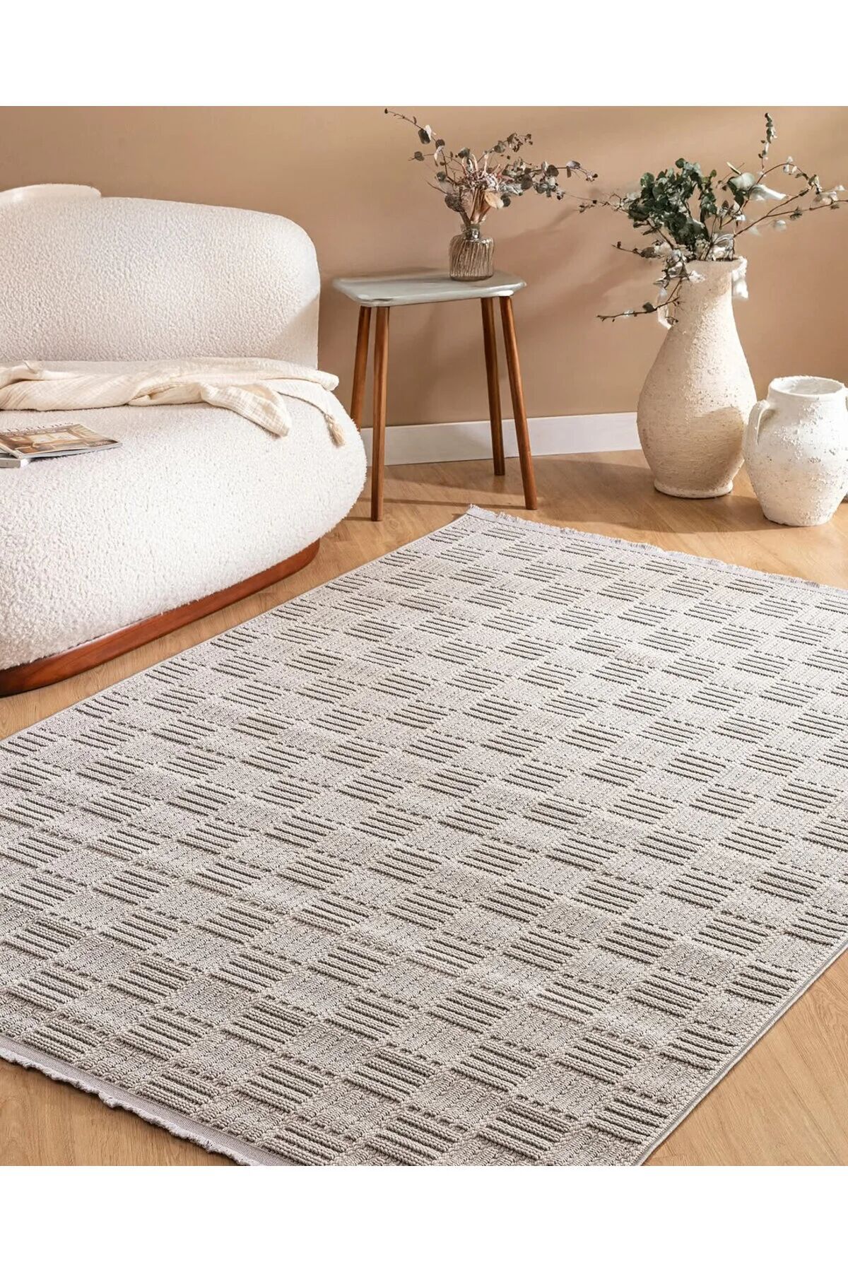 Dinarsu Mira 68975 097 Gri Modern Geometrik Desenli Salon Mutfak Koridor Oturma Odası Halısı