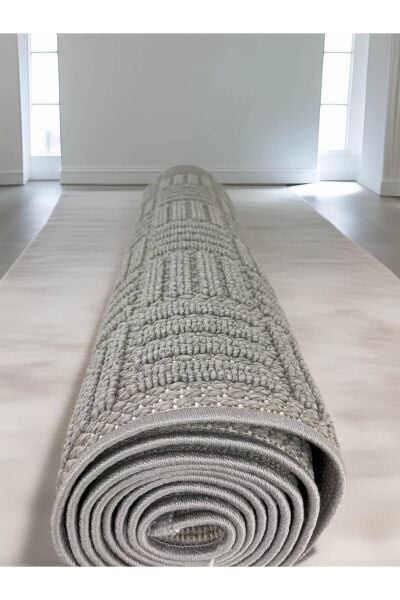 Dinarsu Mira 68975 097 Gri Modern Geometrik Desenli Salon Mutfak Koridor Oturma Odası Halısı