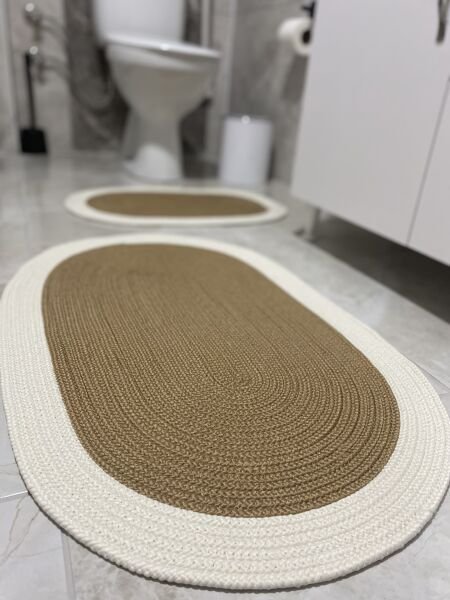 Milda Jüt 2'li Banyo Paspası Çift Taraflı Kaymaz Yıkanabilir Banyo Paspas Takımı 40x60cm & 50x80cm