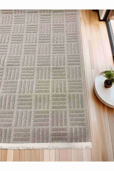 Dinarsu Mira 68975 072 Bej Modern Geometrik Desenli Salon Mutfak Koridor Oturma Odası Halısı